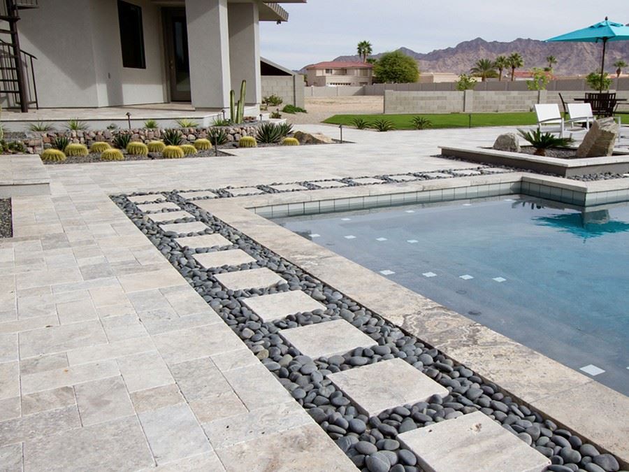 Romano Silver Travertine Pool Flooring